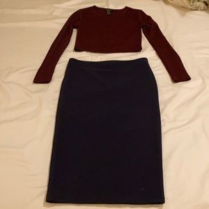 Super cute crop top and pencil skirt set